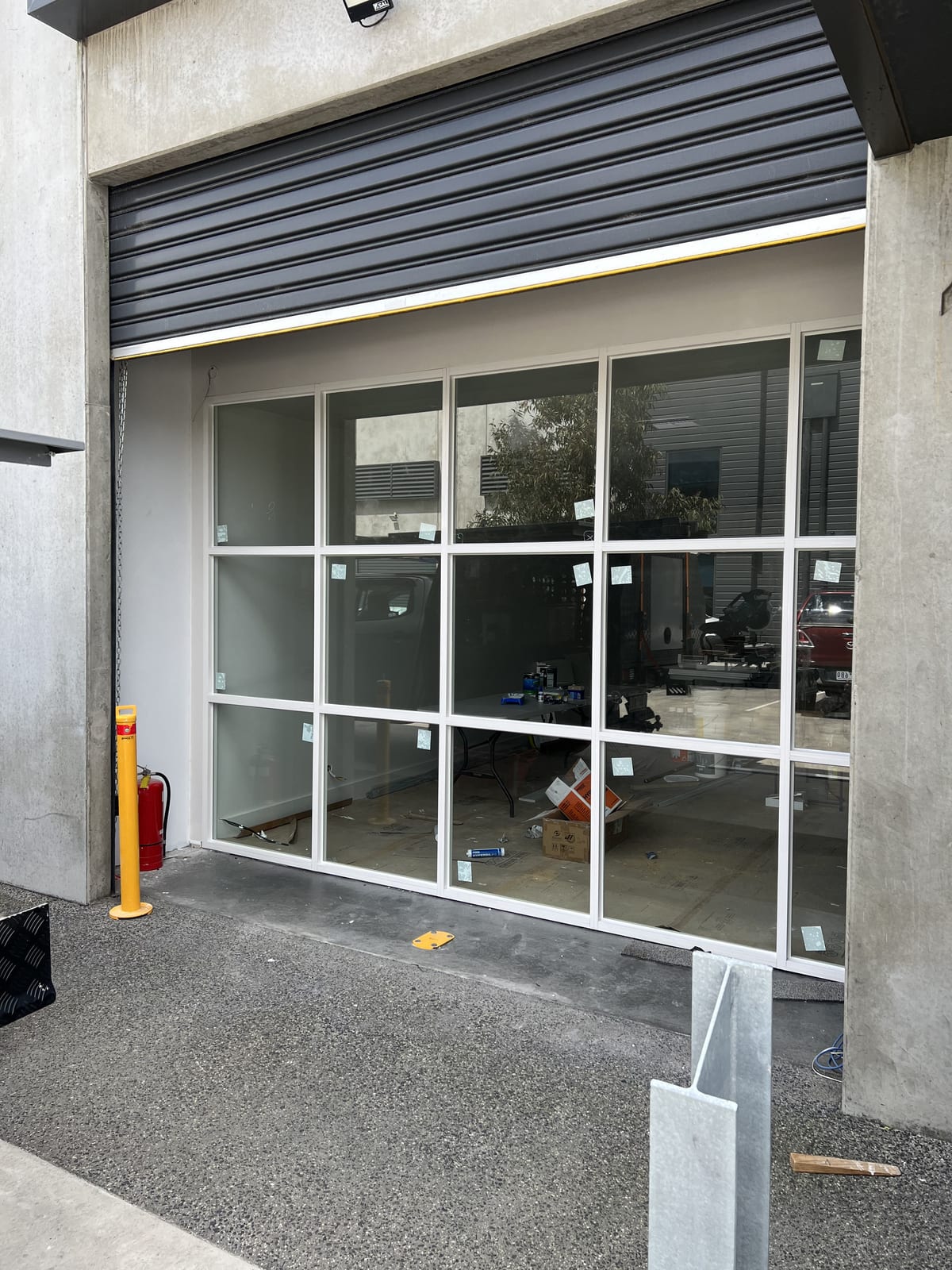Health studio fitout — commercial glazed partition framing