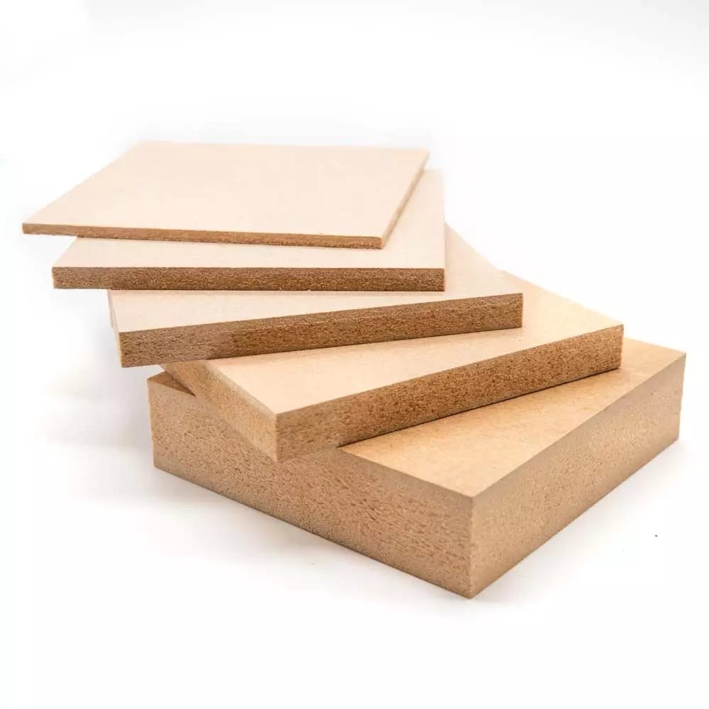 MDF boards of several thicknesses stacked to show the edge profile